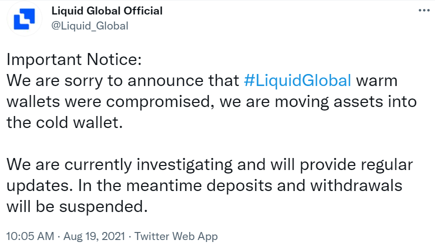 Liquid取引所へのハッキングで盗難された資産の追跡 マネーロンダリングのプロセス 関係する取引所 Tornado By Sentinel Protocol Team Sentinel Protocol Medium