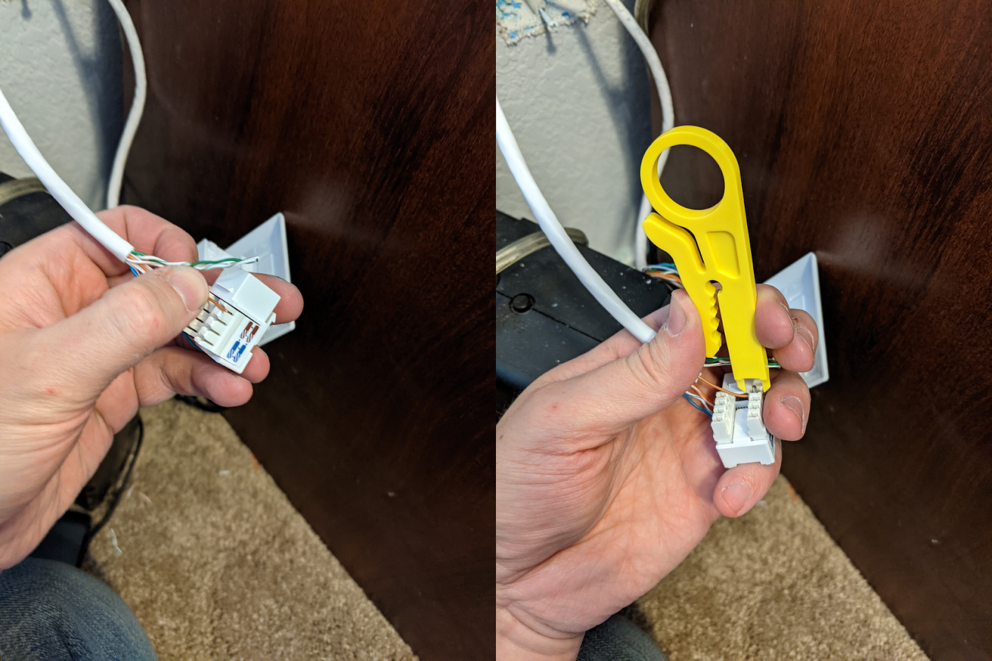 Wiring an ethernet keystone jack