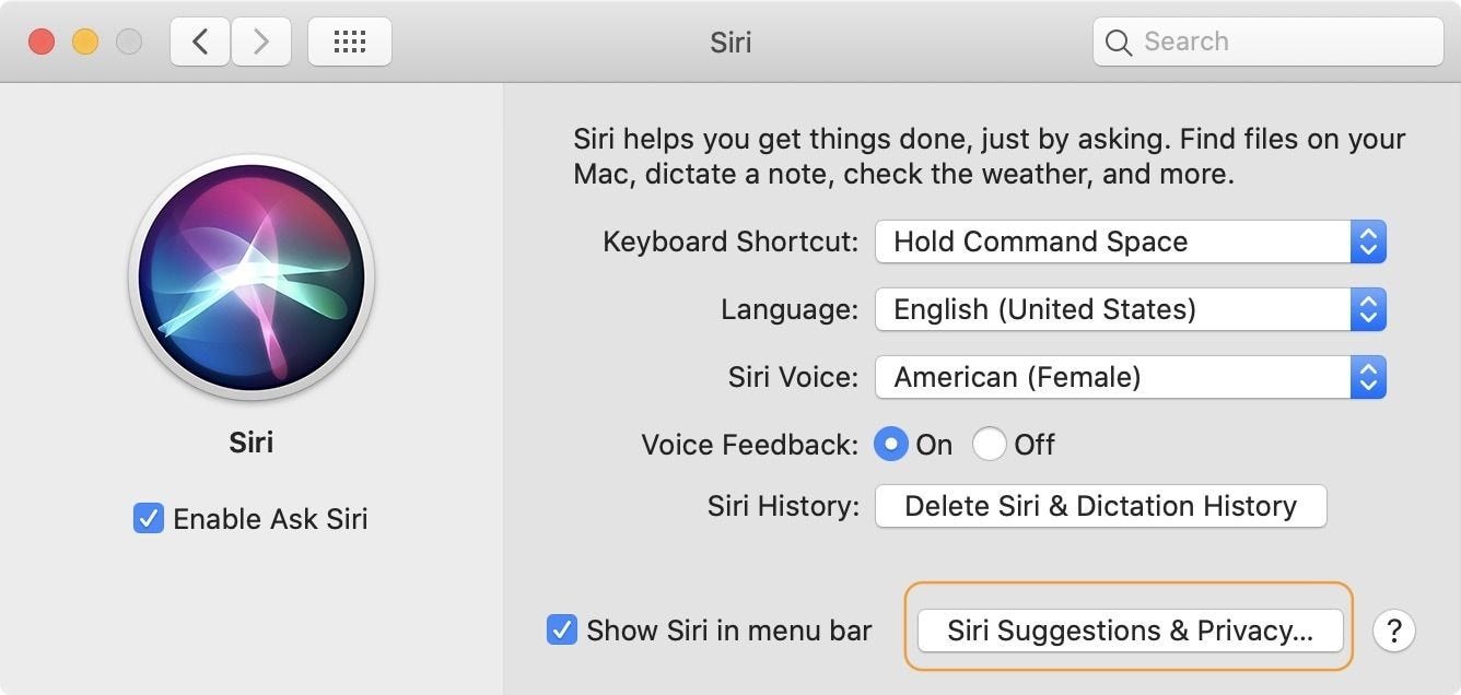 open siri settings on mac