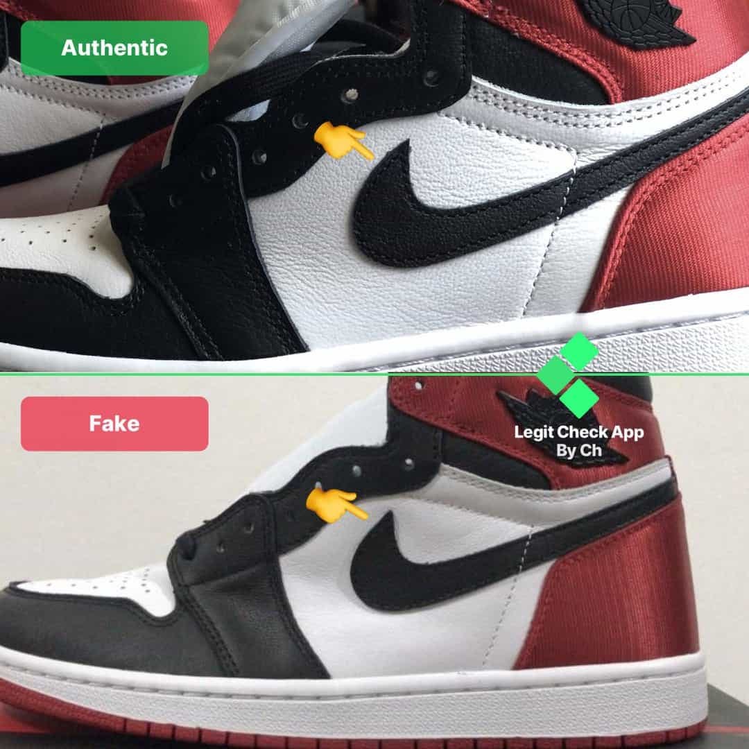 Spot Fake Air Jordan 1 Satin Black Toe 