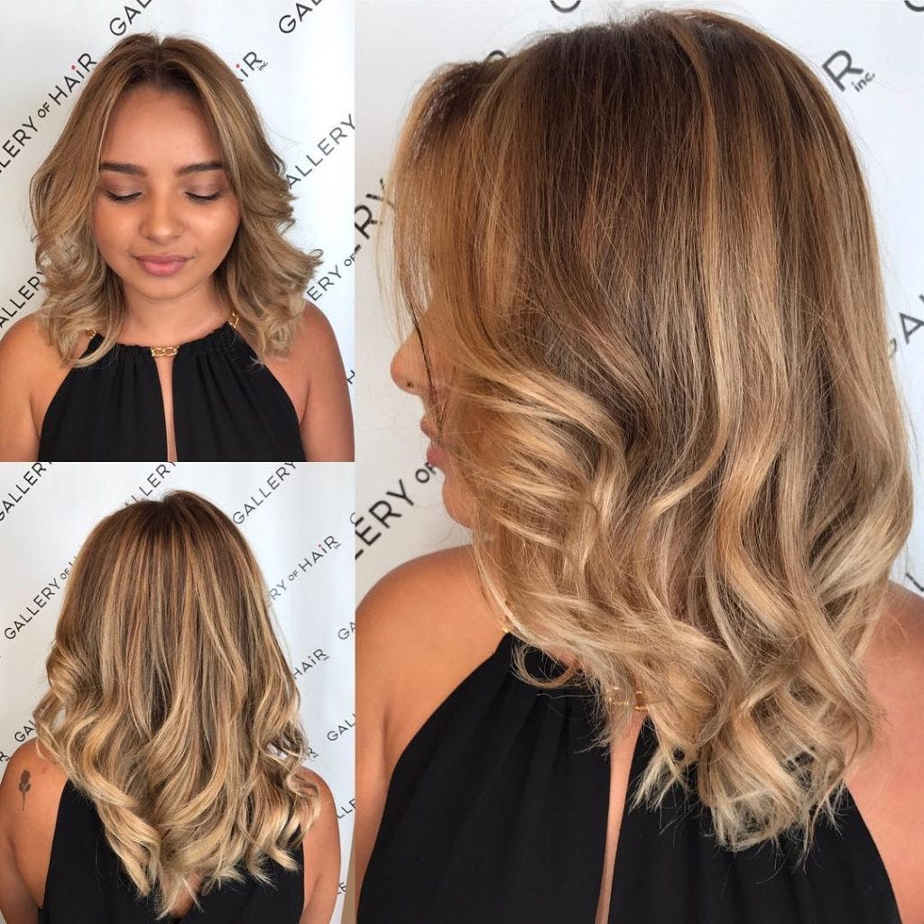 Blonde Sun Kissed Layered Cut with Large Soft Waves and Parted Face Framing  Layers | by Hairstyleology | Medium