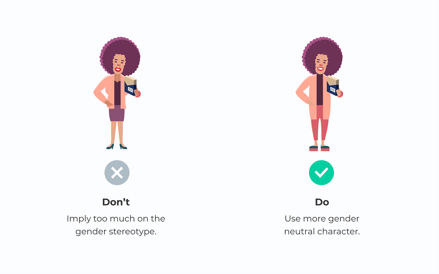 Comparison with a lady with sexy clothes and one with normal clothes.
