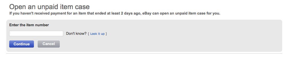 open unpaid item case on ebay