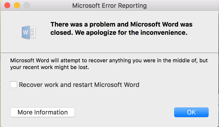 [Solved] Microsoft Word Crashes on Mac Benham Medium