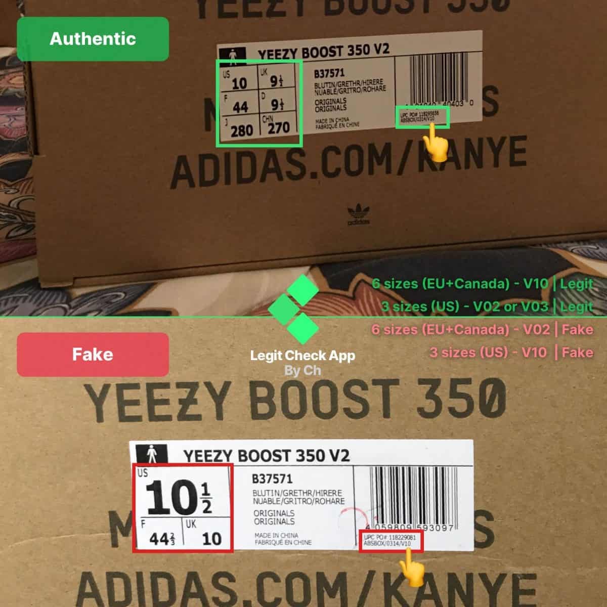 yeezy boost 350 real vs fake