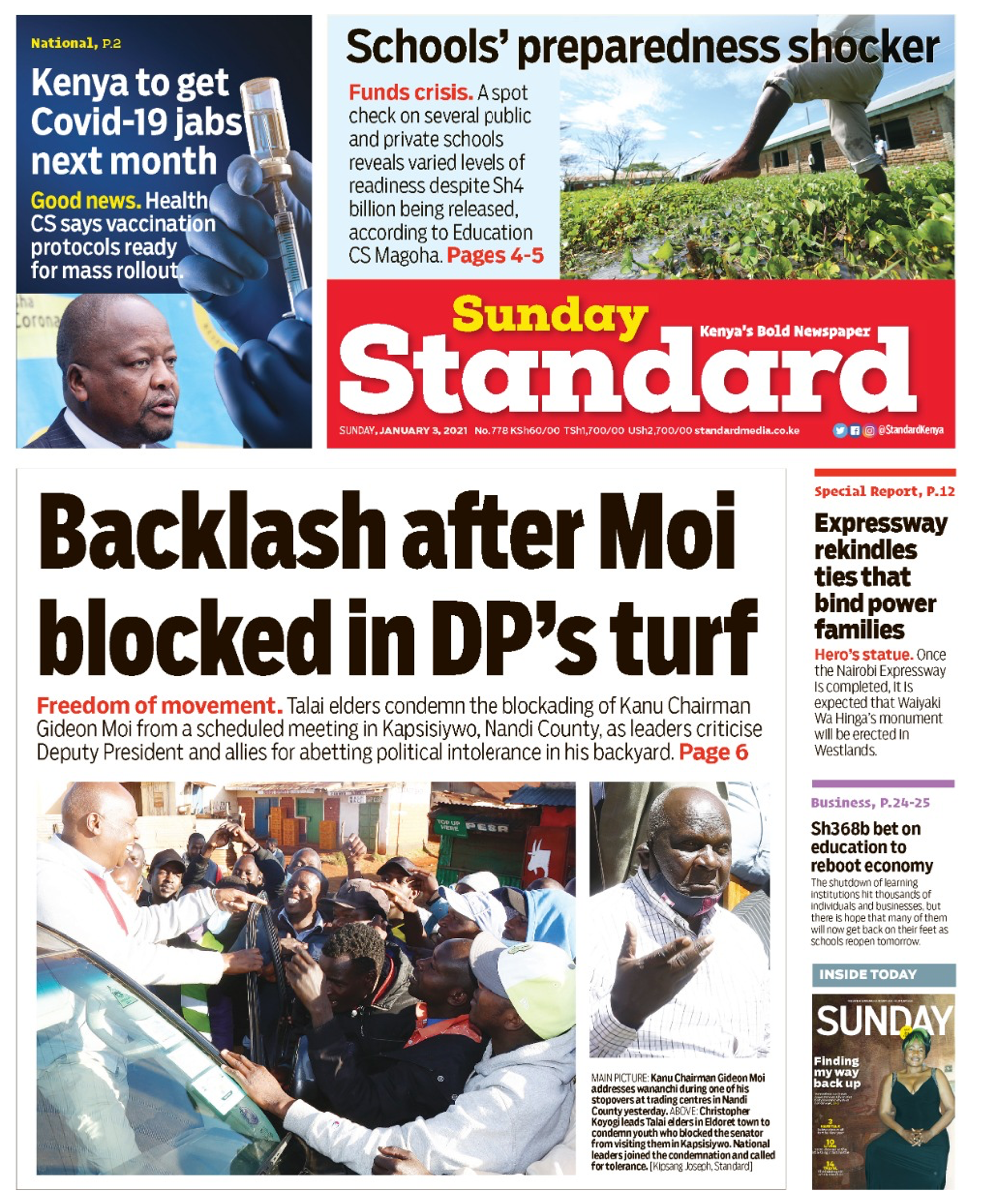 Altered This January 3 Front Page Of The Standard Newspaper Is Fake By Pesacheck Pesacheck