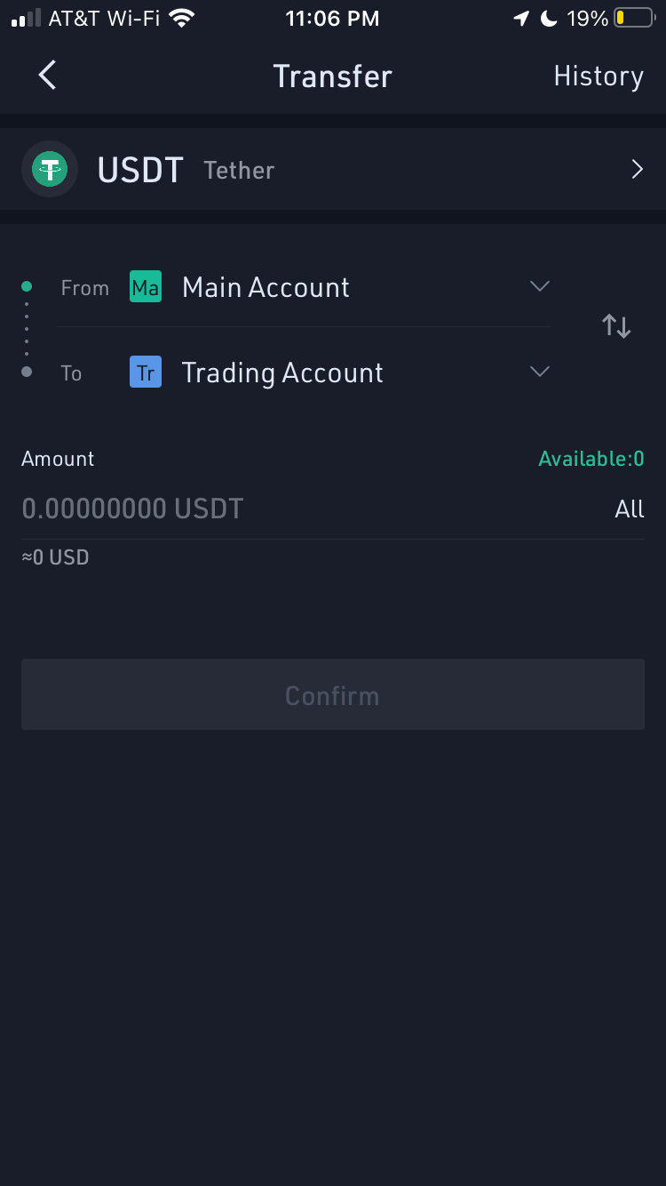 Écran de transfert Kucoin