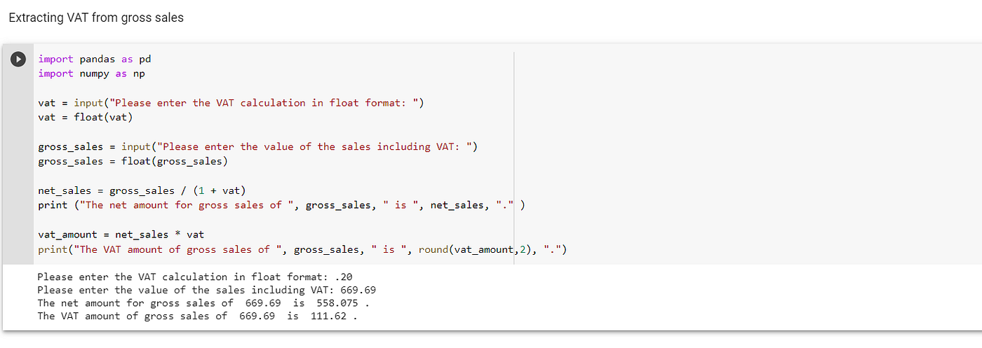 How to calculate VAT using Python | by Tracyrenee | CodeX | Medium