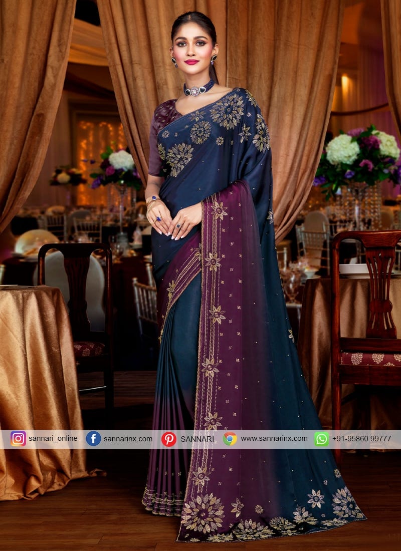 Navy Blue Party Trendy Saree