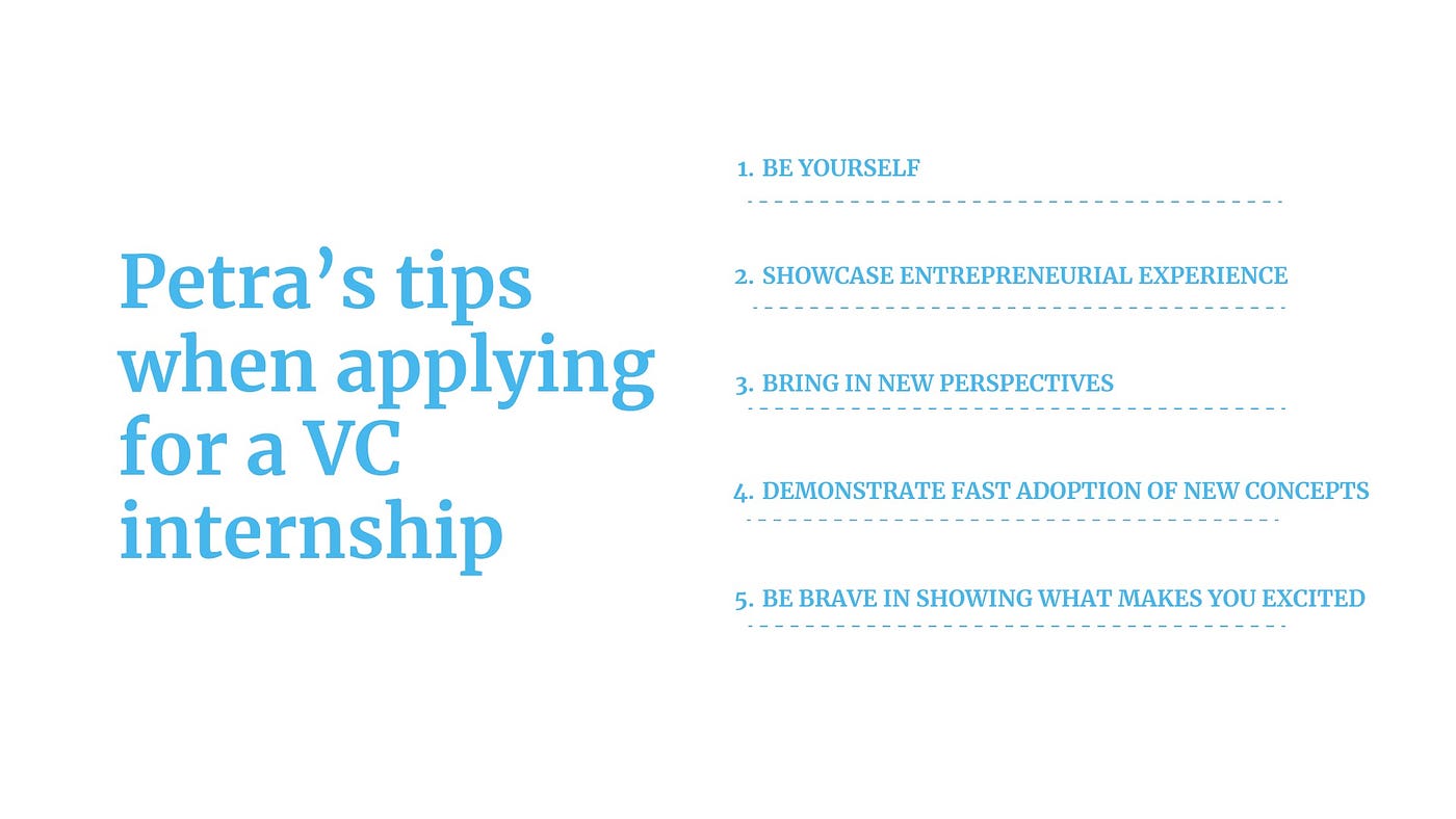 How to Land an Internship at a Venture Capital Firm by Petra