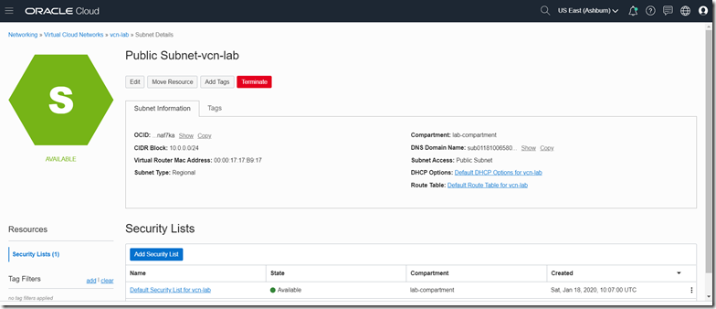 Subnet Screen from [Oracle Developer Blog](https://medium.com/oracledevs/run-always-free-docker-container-on-oracle-cloud-infrastructure-c88e36b65610)