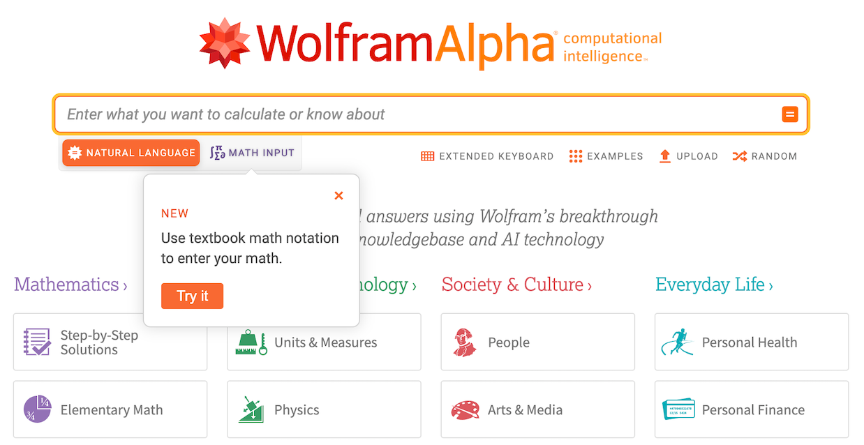 A New Way to Ask Wolfram|Alpha Questions with Math Input | by Tech-Based  Teaching Editor | Tech-Based Teaching: Computational Thinking in the  Classroom | Medium