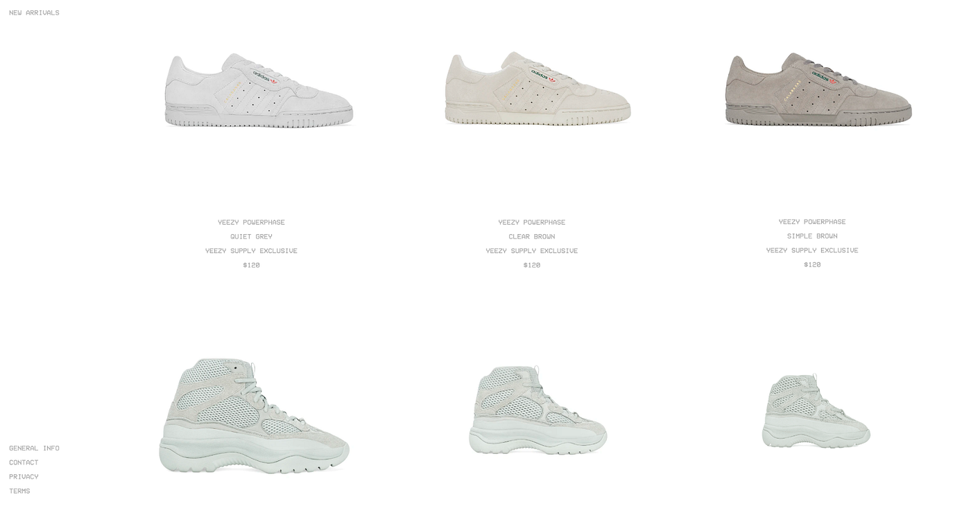 Yeezy website design