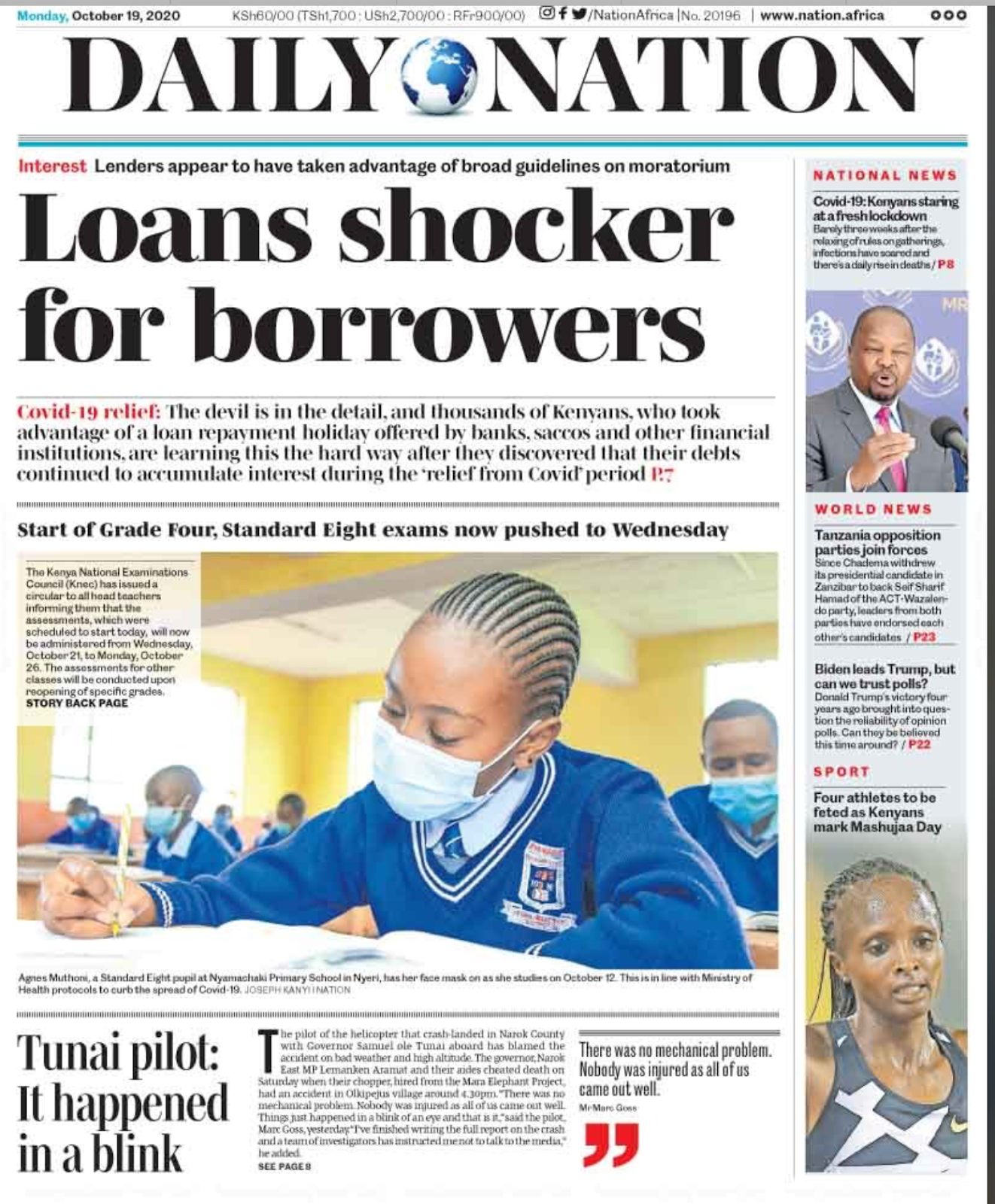 ALTERED: This front-page image of the Daily Nation's October 19 edition is | by PesaCheck