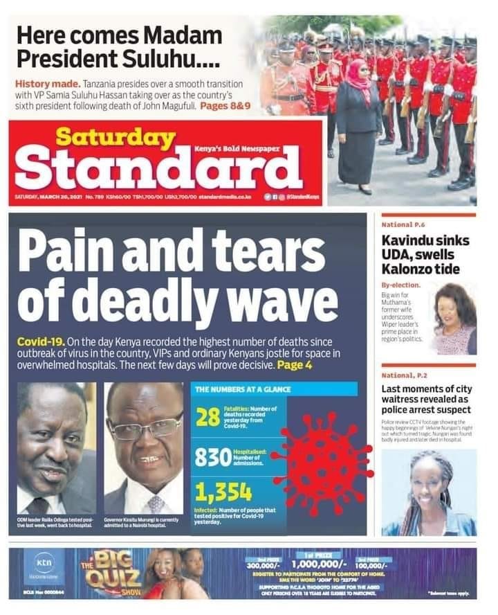 Hoax This Image Of The Front Page Of The Standard Newspaper March Edition Is Fake By Pesacheck Pesacheck