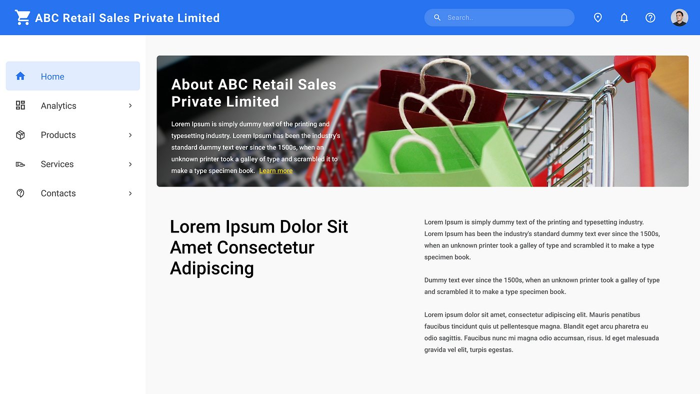 Sample Website of a Retail Company