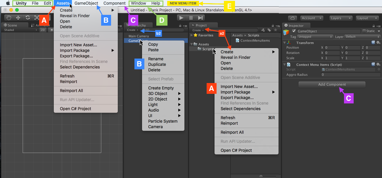Guide to Extending Unity Editor's Menus | by Edward Rowe | Red Blue Games