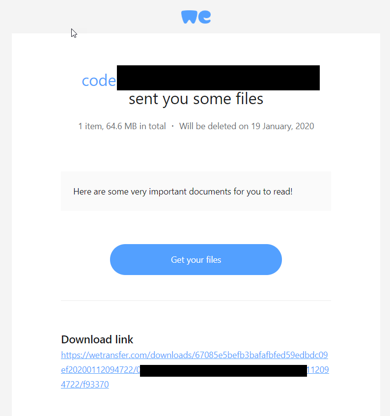 Wetransfer link