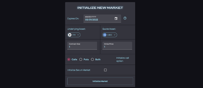 Market Initialization: https://trade.psyoptions.io/#/initialize-market