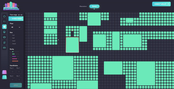 Buy land in the Bit Hotel marketplace