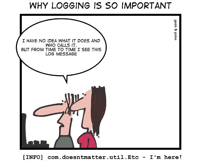 a cartoon showing why logging is so important 