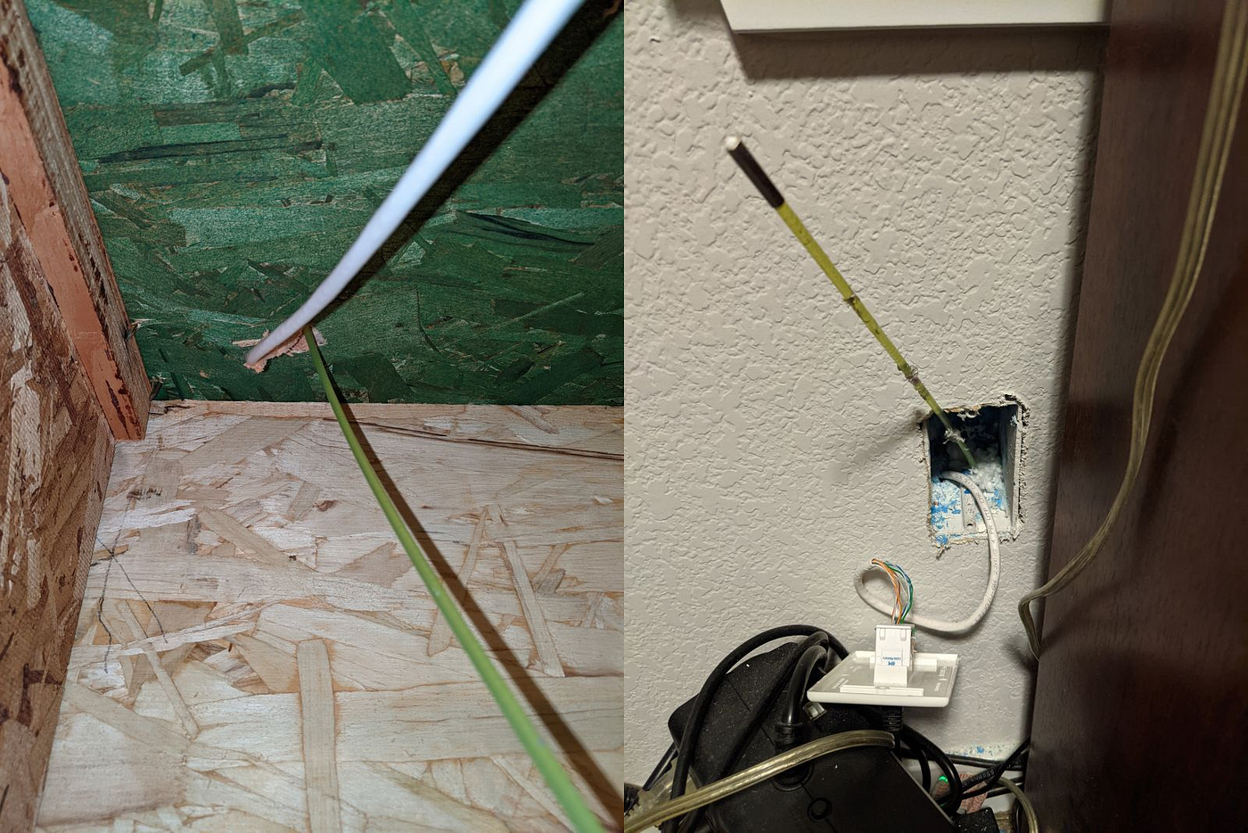 Running cable through the floor/ceiling