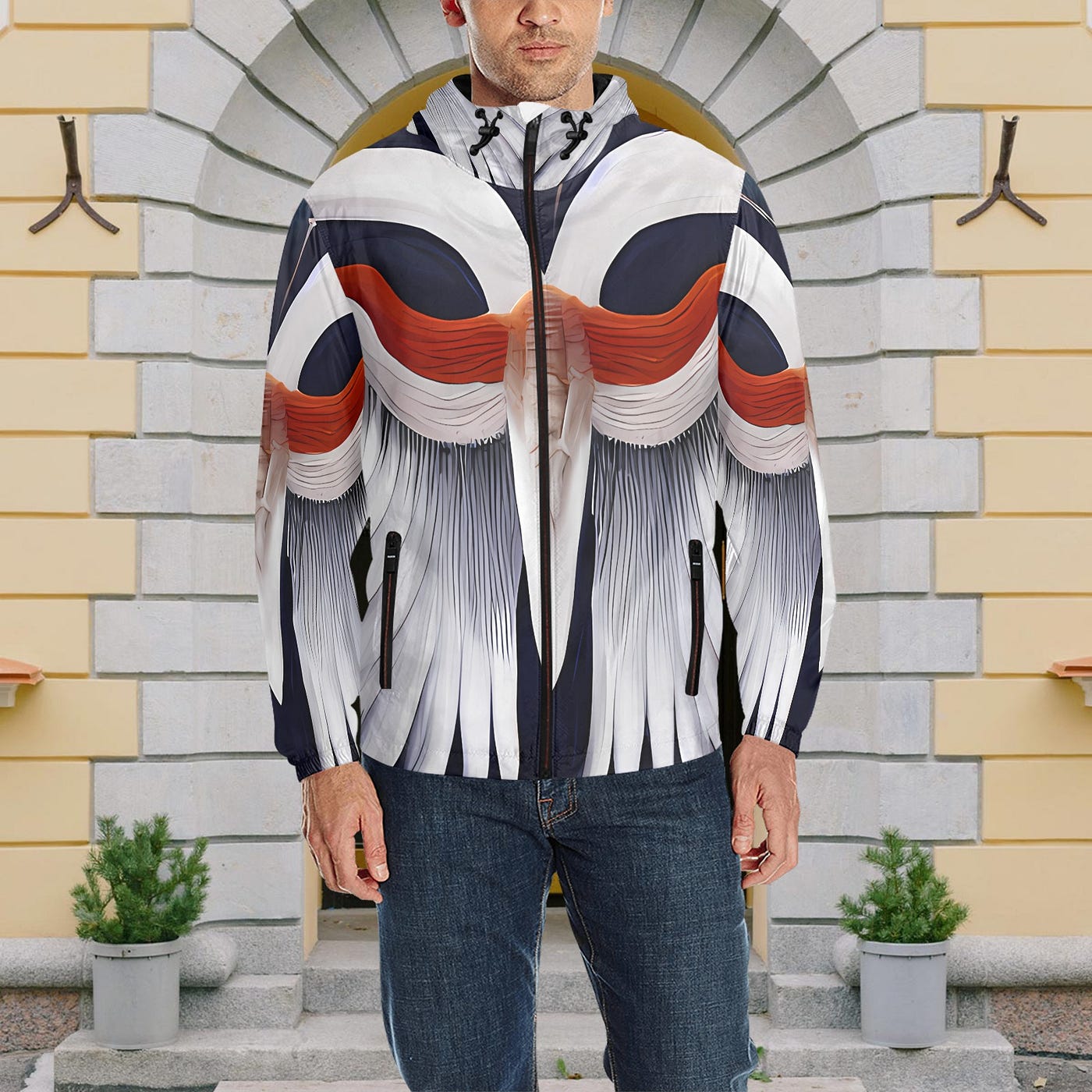 Men's All Over Print Quilted Windbreaker(Model H35)