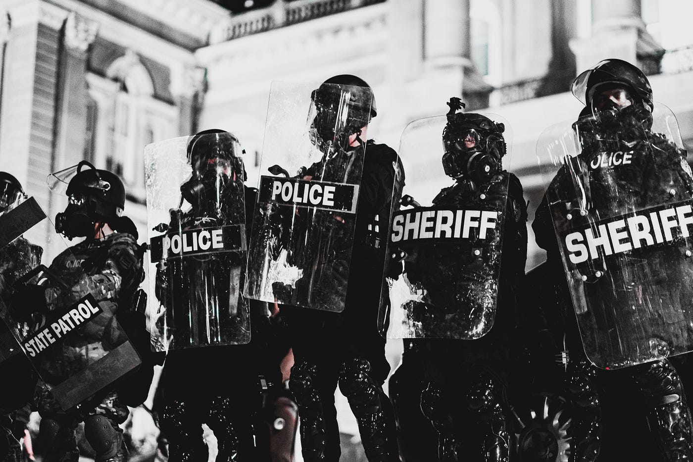 Police officers clash with protesters during the 2020 Floyd protests