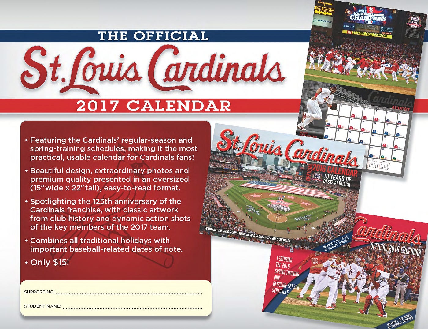 Ten Reasons To Register for the Cardinals Calendar Fall Fundraiser by