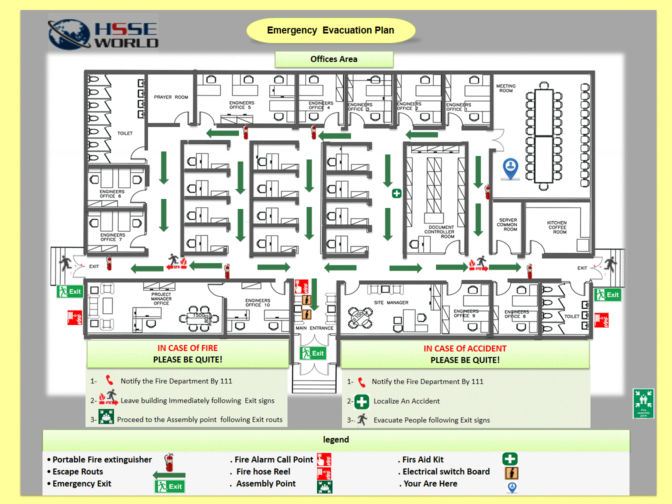 Ejemplo de plano de evacuación.