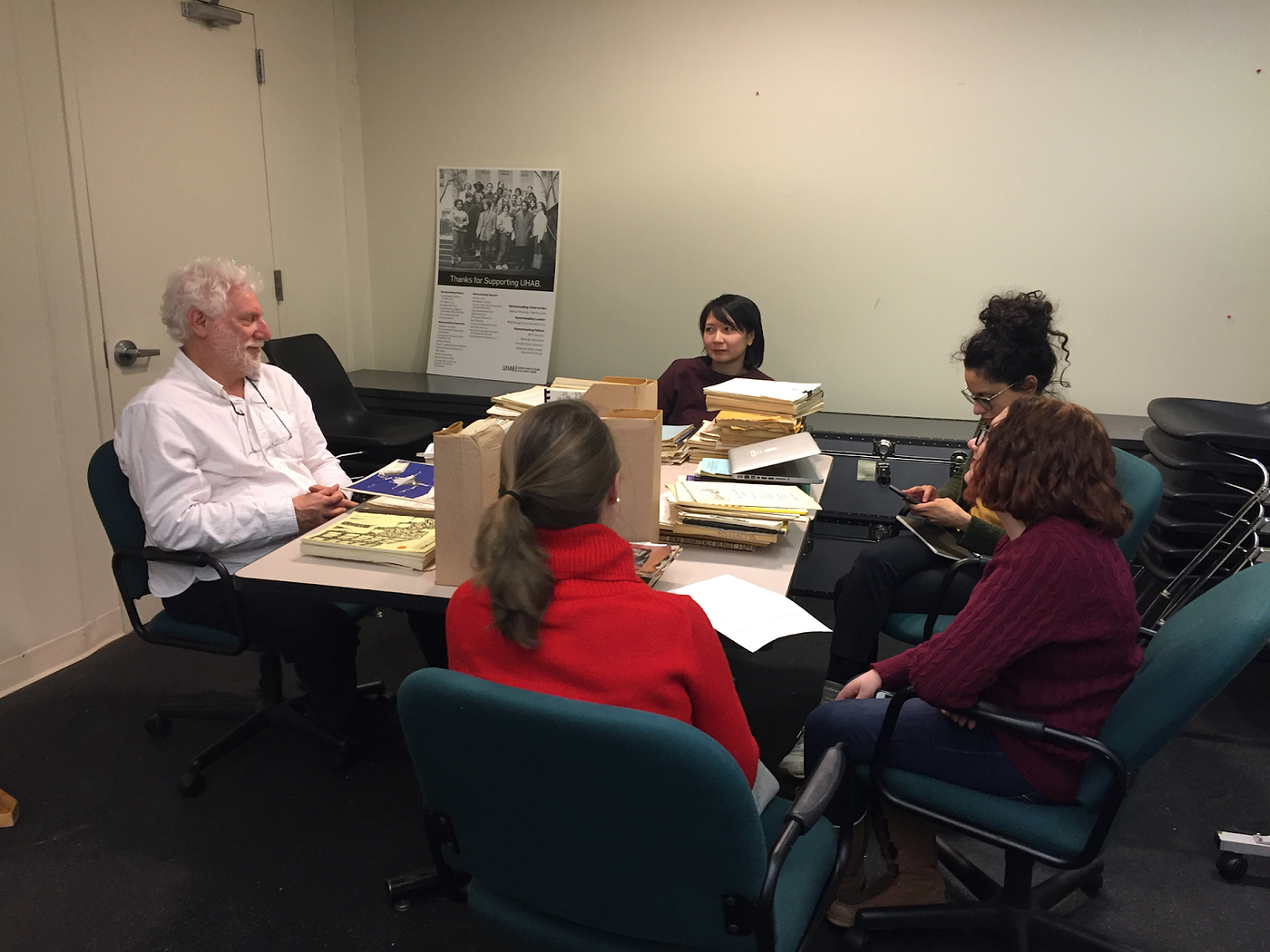 New York University Archives and Public History students meet with UHAB staff at the Wall Street Office in the spring of 2019. Source: Maggie Schreiner