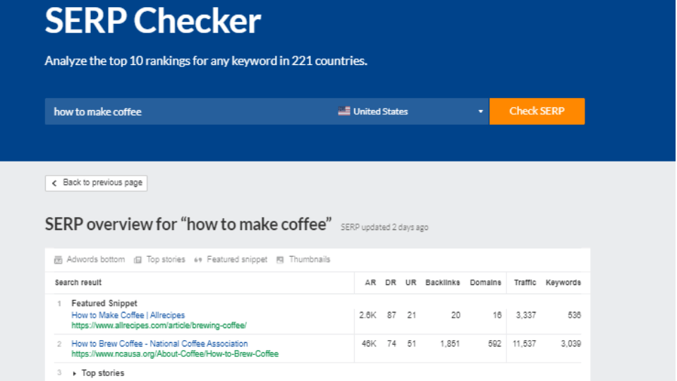 ahref serp checker