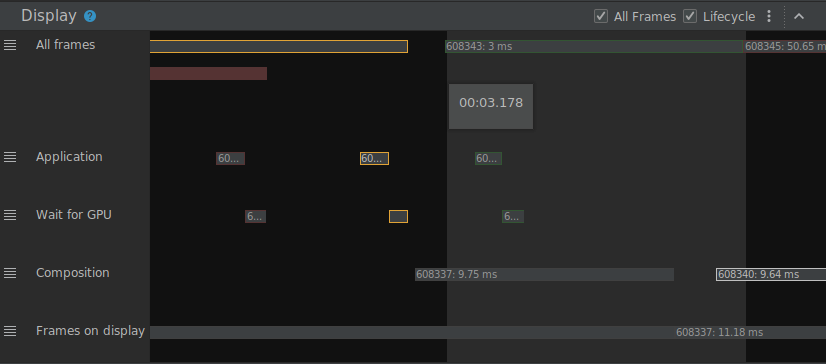 Screenshot of an tracing with the lifecycle checkbox checked