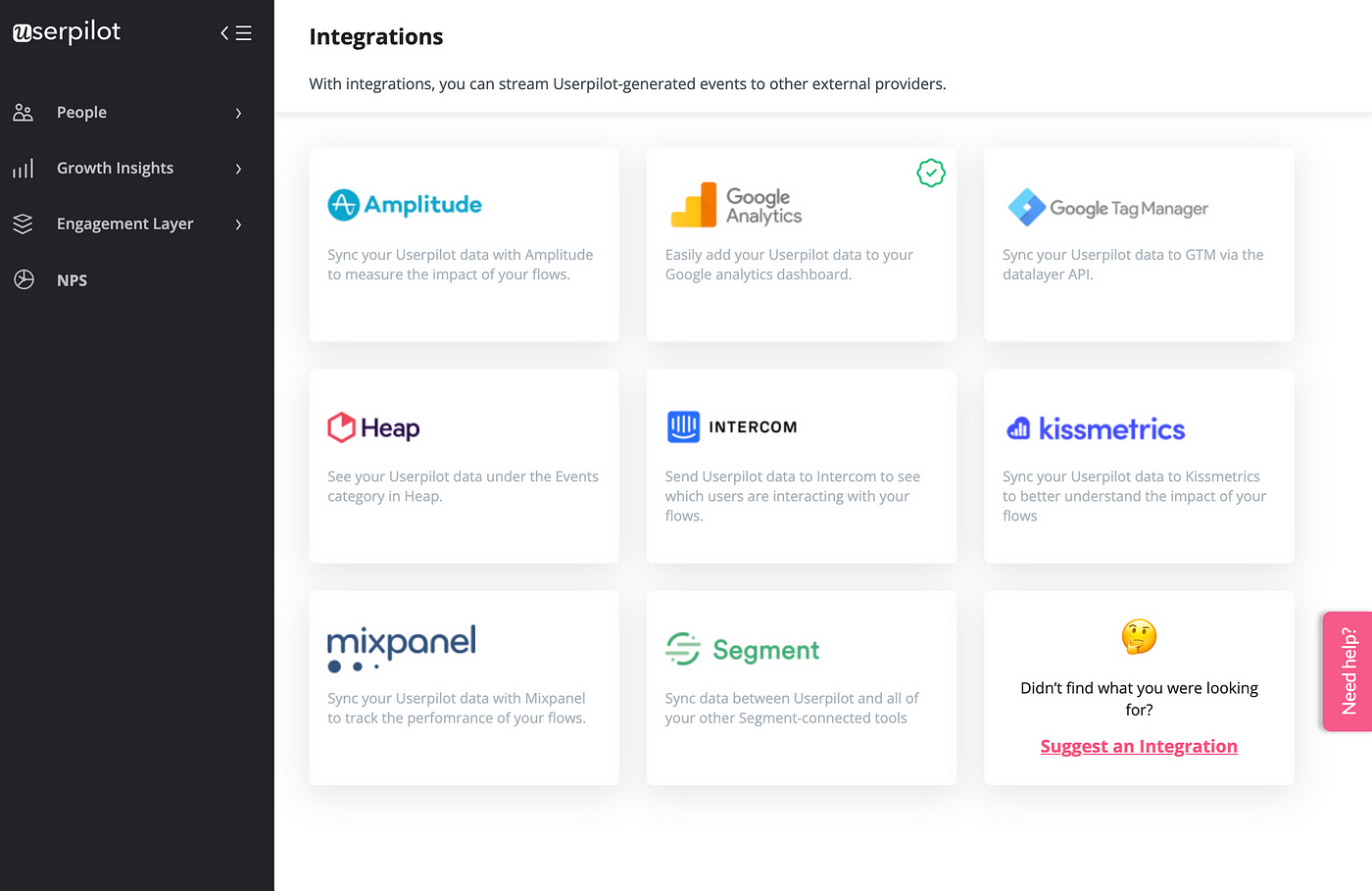 Userpilot integrations with other tools allow product operations to see all the data in one place.
