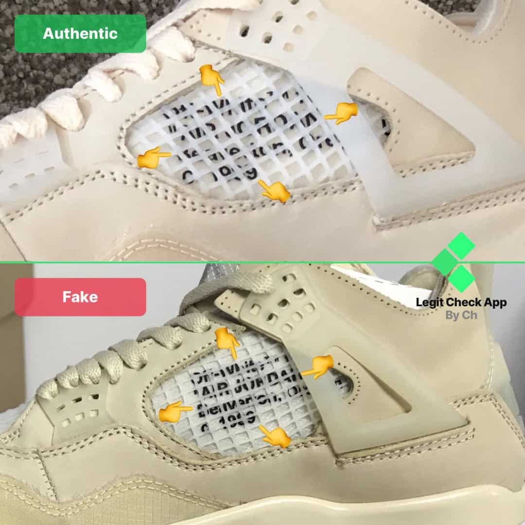 Fake Vs Real Off-White Air Jordan 4 Sail How To Spot Fake OW AJ4 Sail by Legit By Ch | Medium