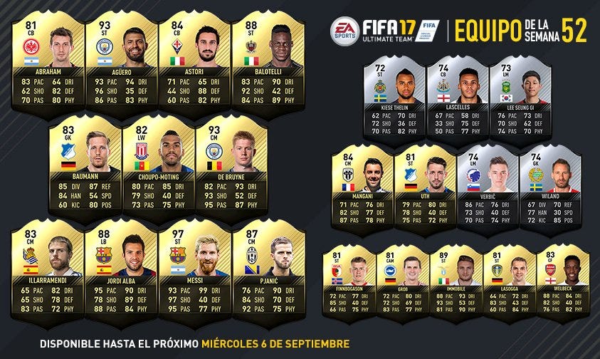 FIFA 17 Ultimate Team: EDLS 52 (Equipo de la Semana) | by Uebmaster | Medium