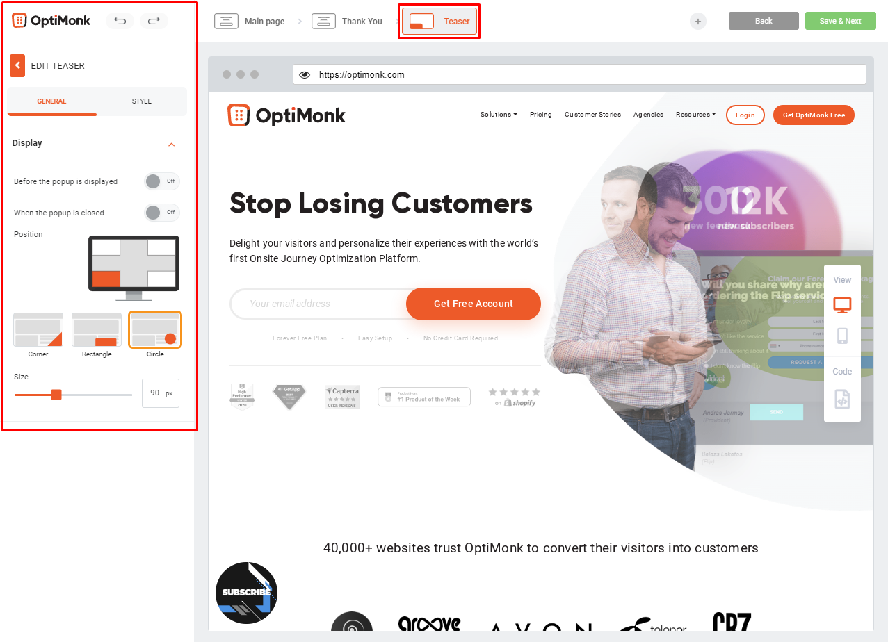OptiMonk's platform allows businesses to create personalized pop-ups.