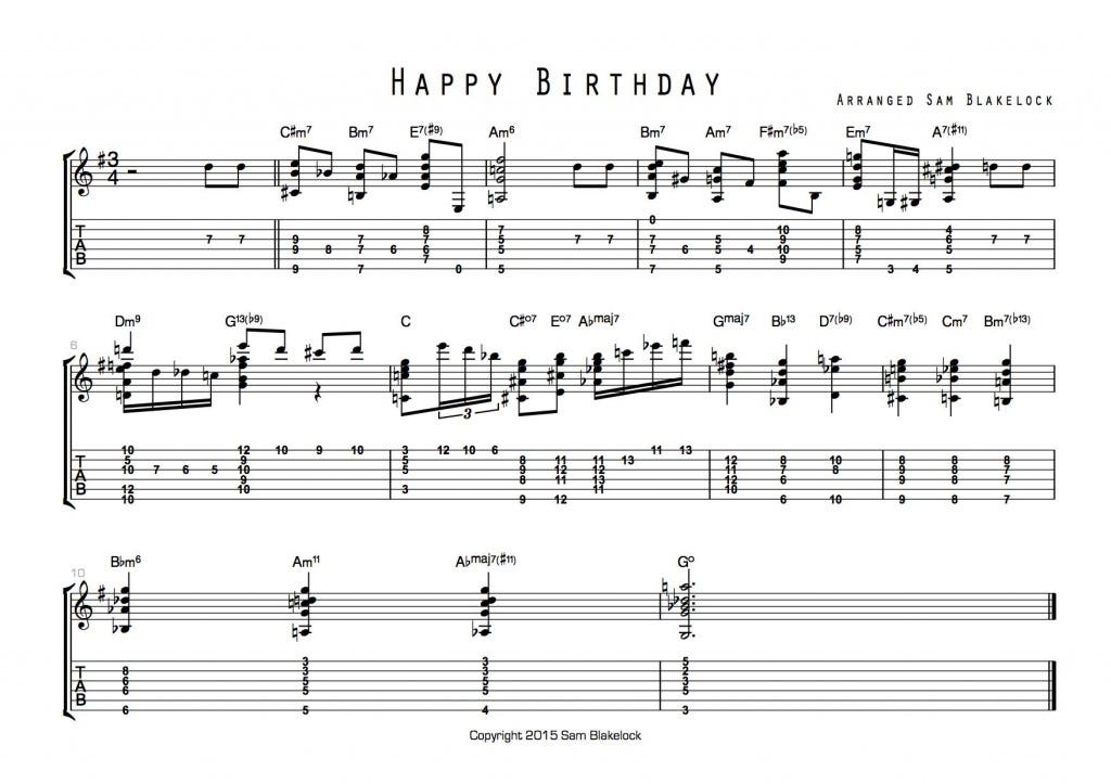 How To Play Happy Birthday on Jazz Guitar | by Sam Blakelock | Medium