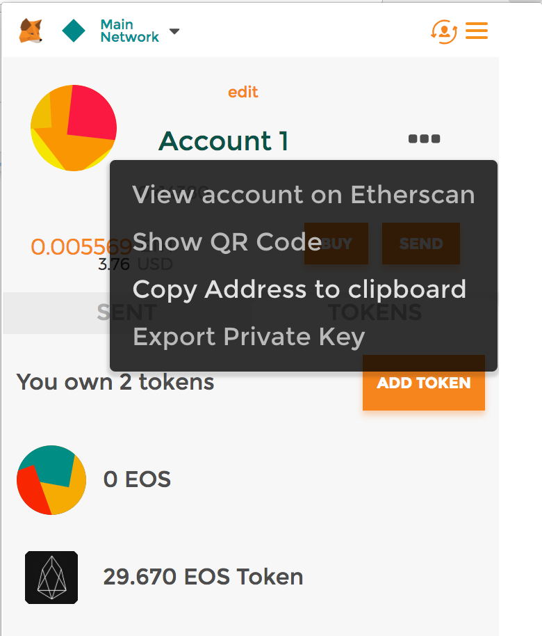 where to register eos tokens metamask