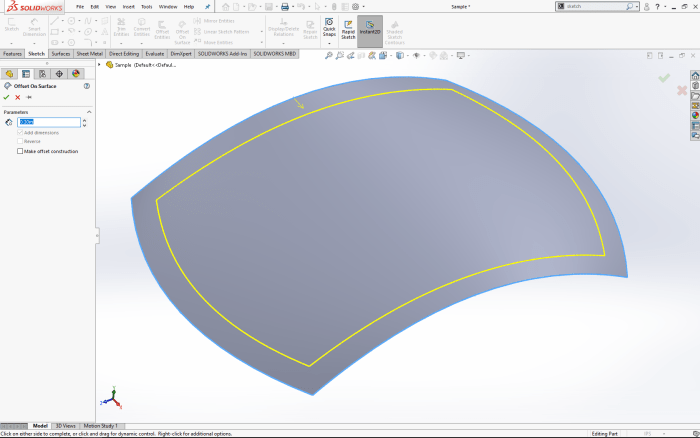 Creating a sketch offset on surface in SOLIDWORKS | by N C CADCAM SYSTEMS |  Medium