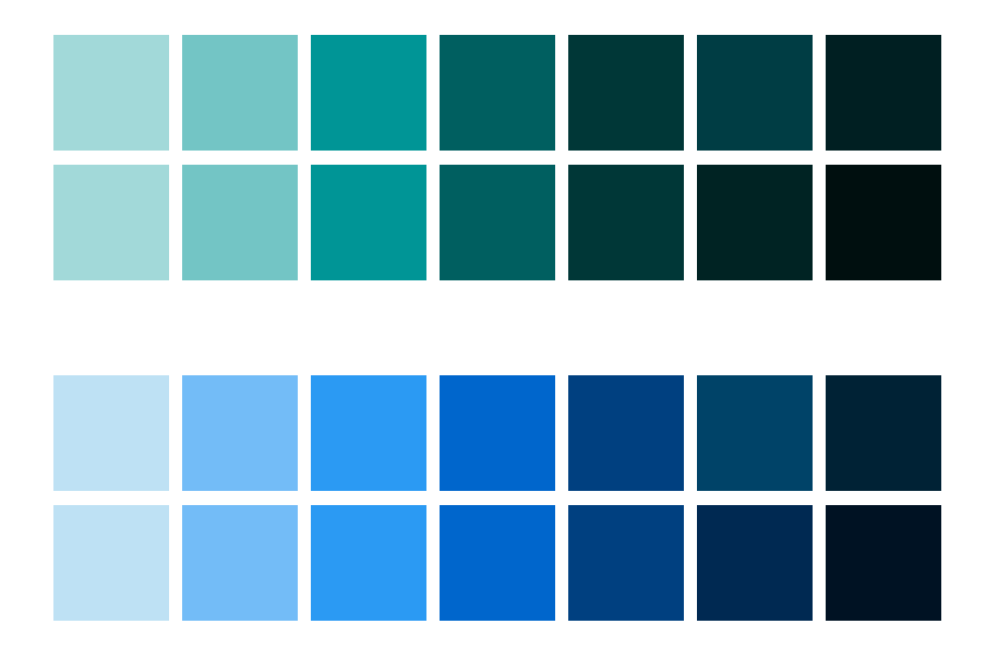 Blue and cyan color palette