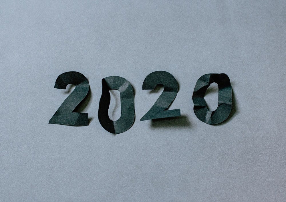 The numbers 2020 made with black paper