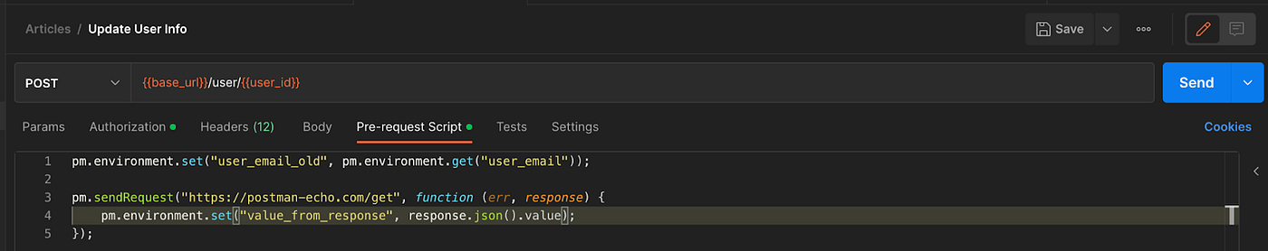 Pre-request scripts on Postman