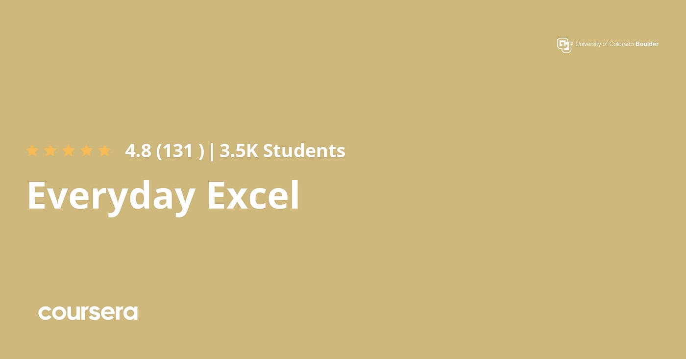 best free Coursera Excel course