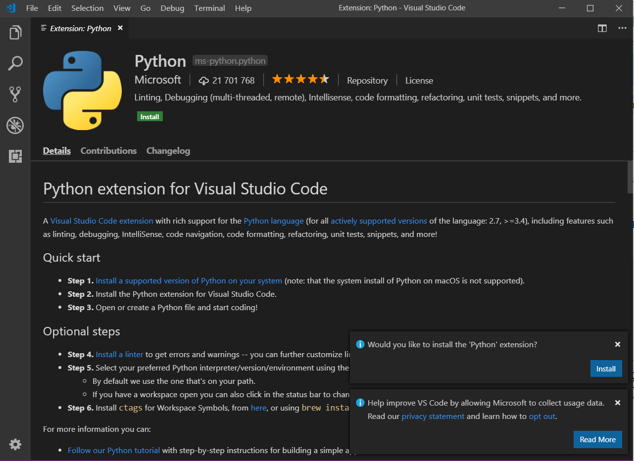 Python extension Visual Studio Code + Hello world program | by El ...