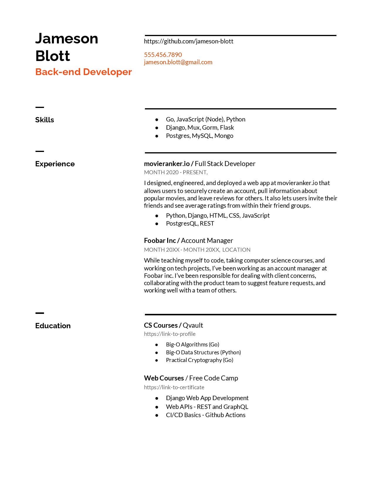 6 Computer Science Resume Examples For 2021 By Lane Wagner Qvault Medium