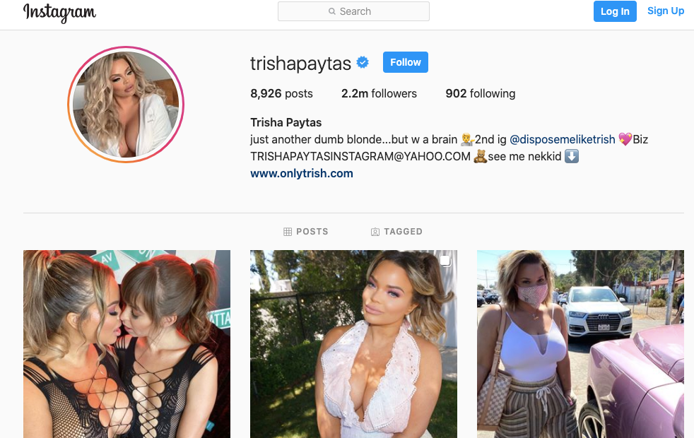 Trisha paytas instagram literally following