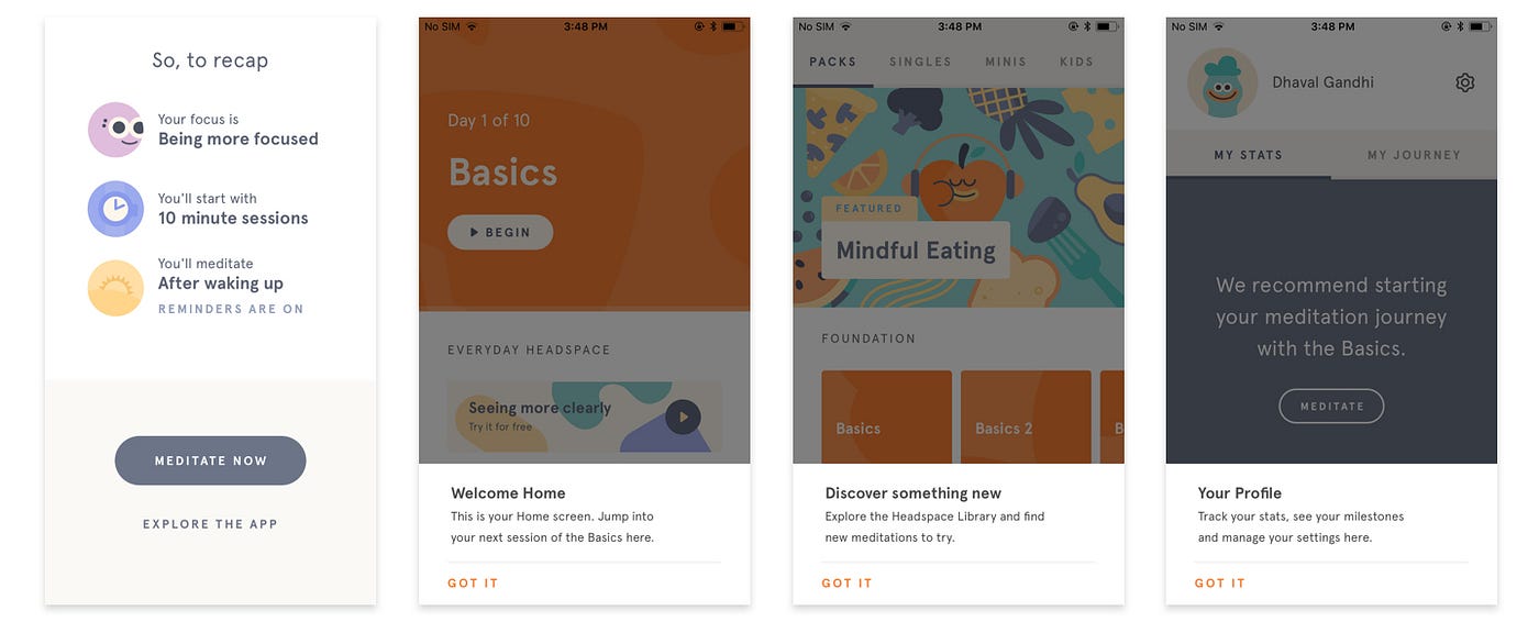 Onboarding Journey of Headspace iOS App by Dhaval Gandhi