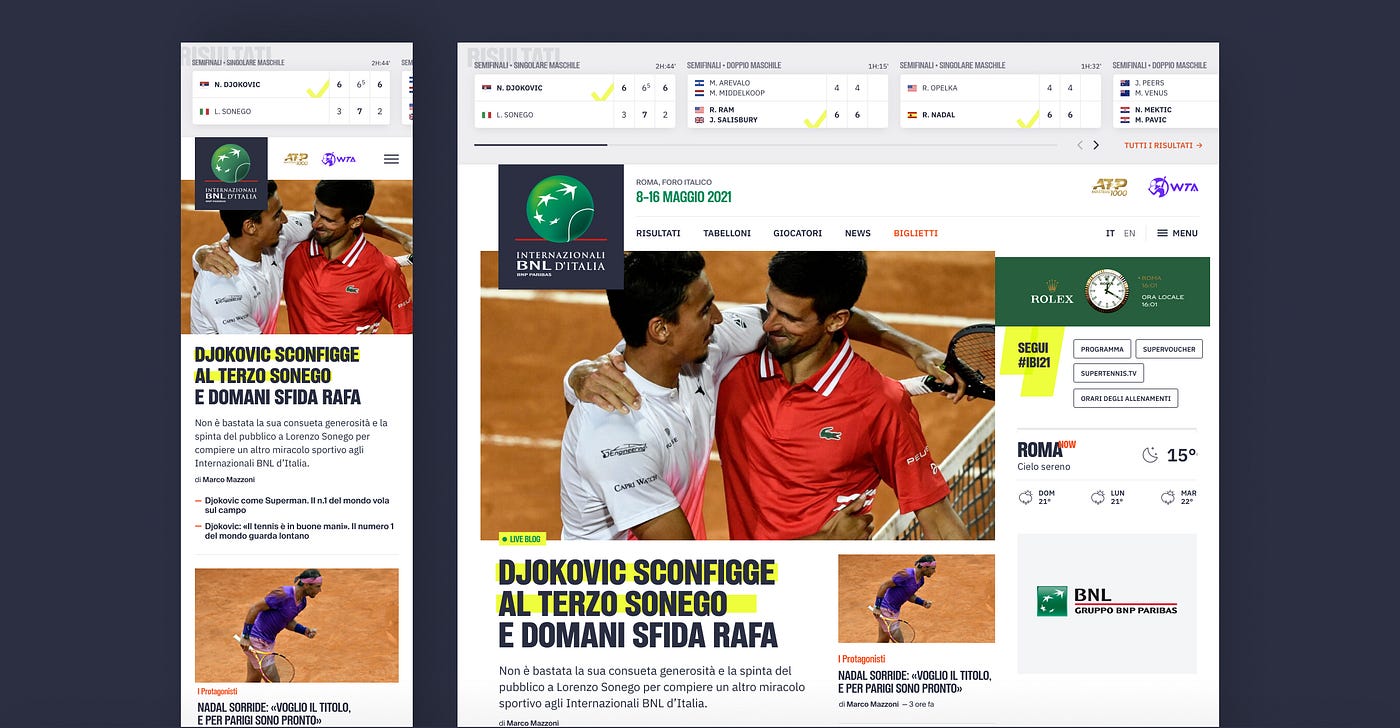 🎾 Internazionali BNL d'Italia, il sito del torneo di tennis più importante  in Italia | by Federico Parrella | 5A Design
