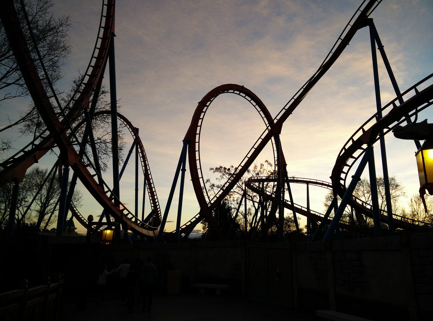 A shadow lit, multi-loop rollercoaster